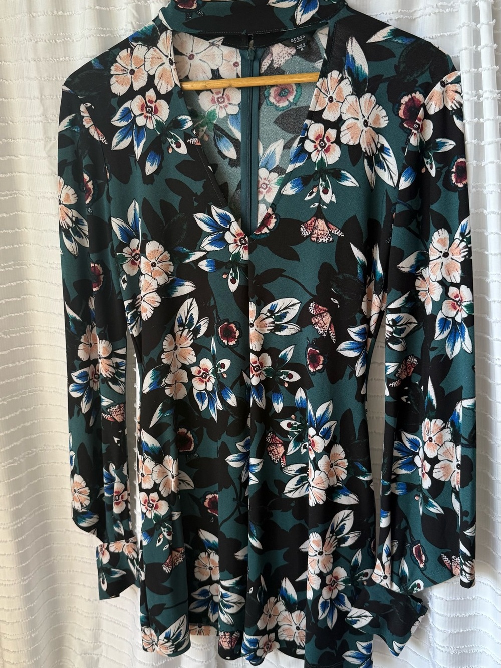 Guess Floral romper  in Teal, Black, Blue, Cream